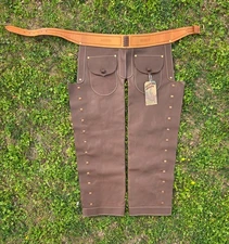 OLD WEST J.S. COLLINS COWBOY DROVER LEATHER SHOTGUN STEP-IN CHAPS