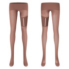 Women Oil Glossy Tights Pantyhose See Through Open Crotch Garters Body Stockings