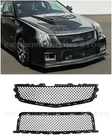 For 09-15 Cadillac CTS-V Factory GLOSSY Black Front Upper Lower Badgeless Grille