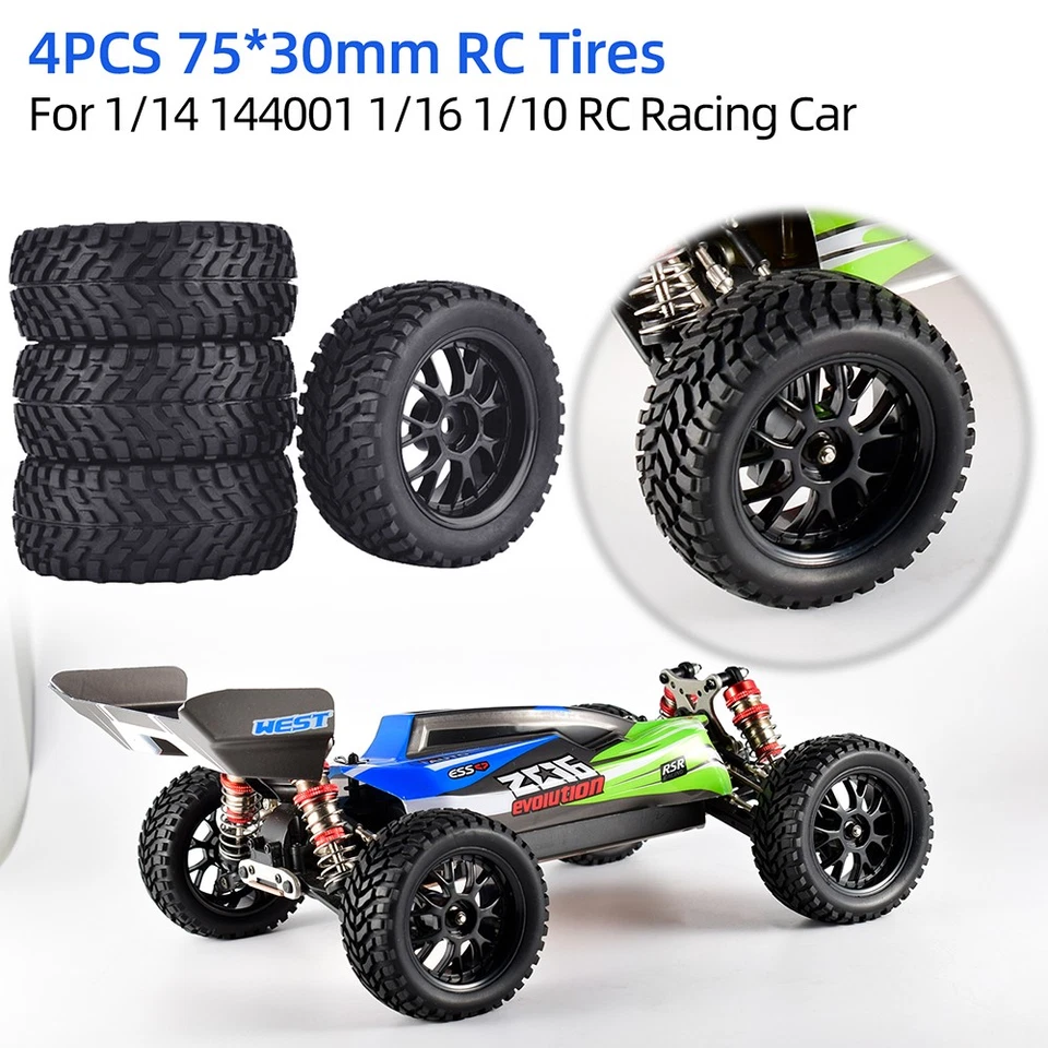 4 Stück 75 mm RC-Rad 12 mm Sechskantreifen für 144001 1/14 1/16 1/10 RC-Auto - Bild 3 von 4