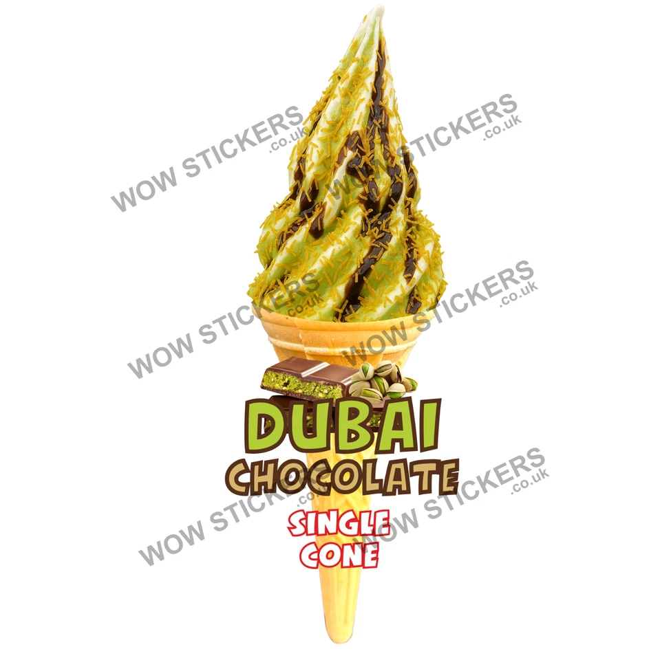 WOW Eiswagen Aufkleber Dubai Schokolade Kadaif Strohhalm Whippy Cone Decals