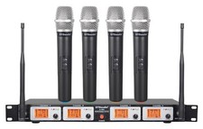 GTD Audio 4 Channel UHF Handheld Wireless Microphone System Mic Brand New 504H