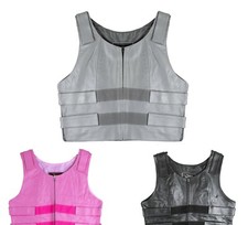Womens Bullet Proof style Leather Motorcycle Vest Club bikers Tactical Vest