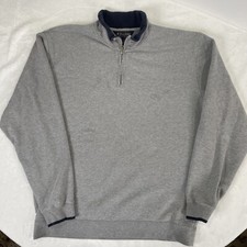 Brooks Brothers Sweatshirt Men's XL Gray 1/4 Zip Pullover Cotton Sweater