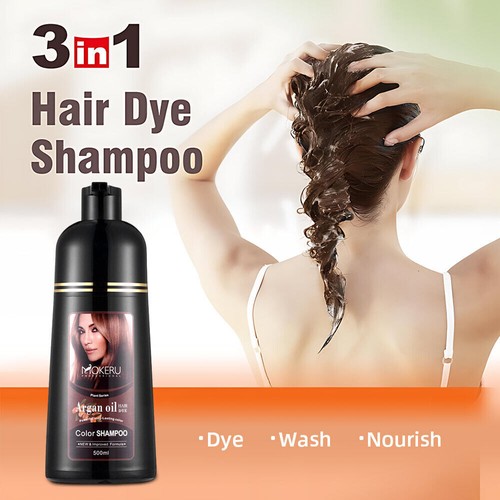 MOKERU 500ML Instant Hair Dye Shampoo Natural Plant Essence Argan Oil 5 Colors - Picture 4 of 22