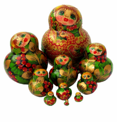 Grande Matriochka Russe Peinte à La Main (10 Pièces) - Svetlaya - Pièce Unique