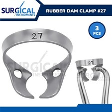 (Lot of 3) Endodontic Rubber Dam Clamps #27 Stainless Steel German Grade