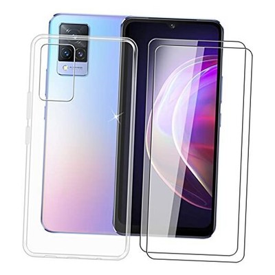 Case for Vivo V21 5G (6.44 Inch) with 2 X Tempered Glass Screen Protector, 