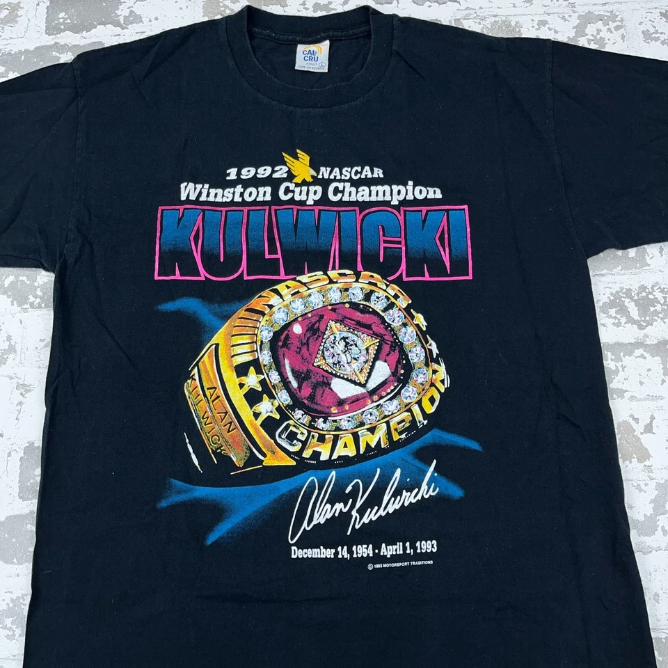 Camisa Nascar de Colección Hombres Camiseta Negra Grande Alan Kulwick Años 90 Anillo de Carreras Winston 92 Foto 3 de 4