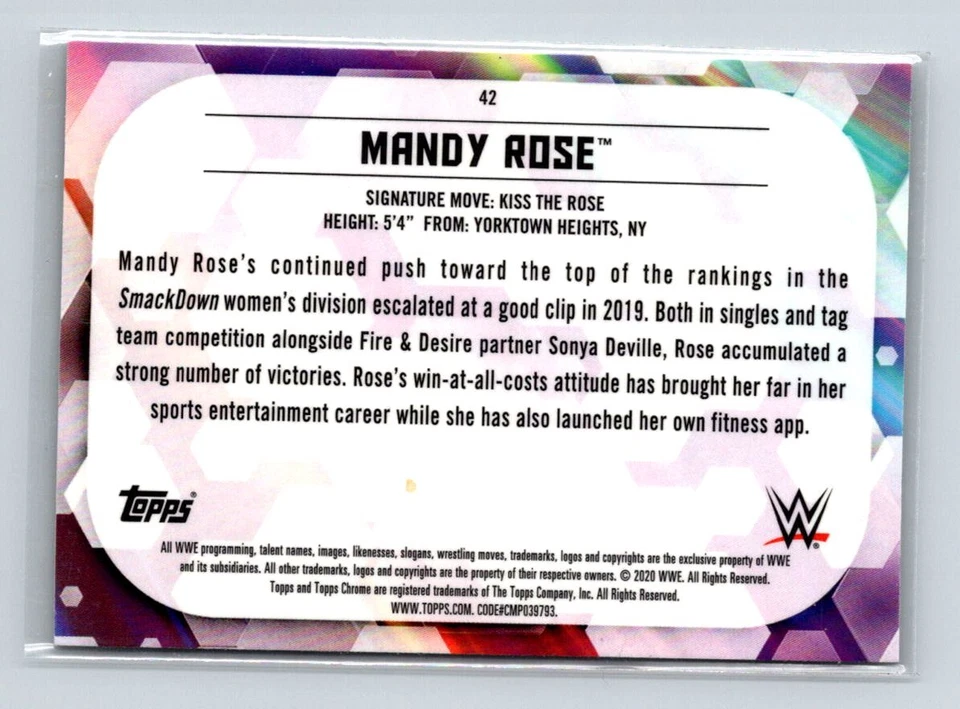 Wrestling sports Topps #42 Mandy Rose - Image 2 of 2