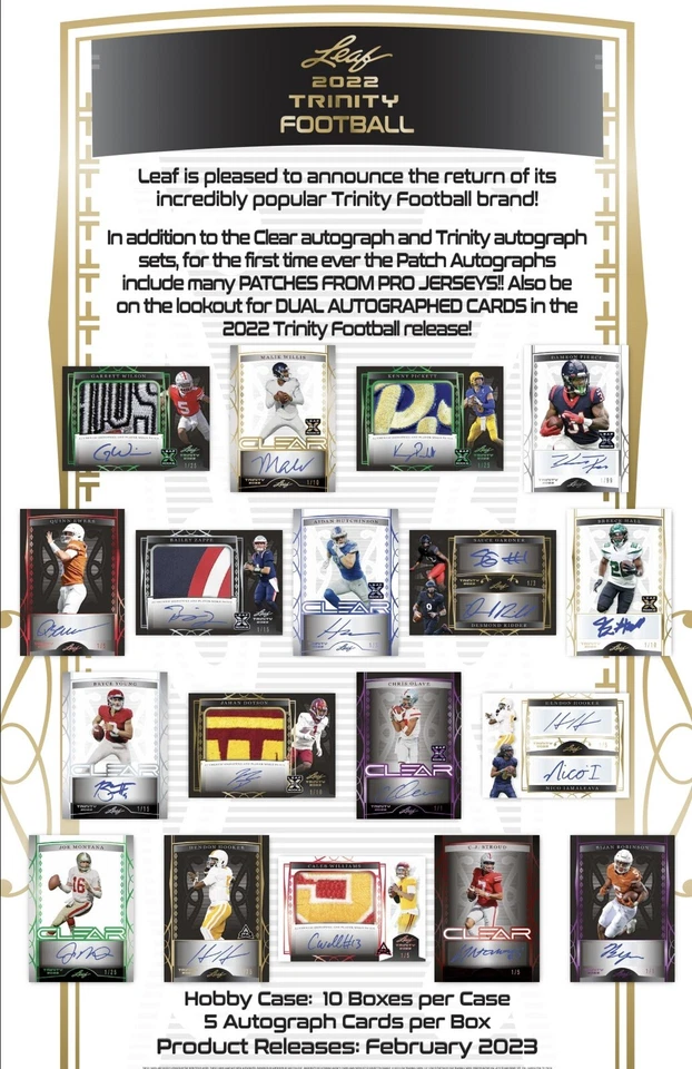 2022 Leaf Trinity Football NFL Factory Sealed Hobby Box 5 Autos Per Box!! - Image 3 of 3