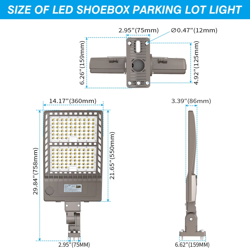 Lote de luces LED de estacionamiento 320 W para luces de calle de carretera zapatero poste accesorio Foto 2 de 4