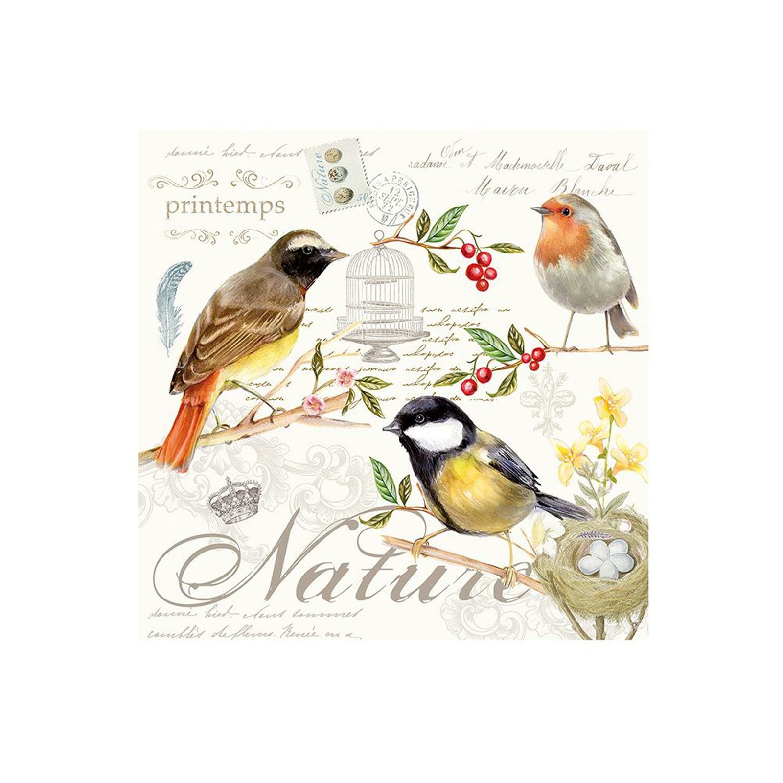 Eddingtons 3PLY Napkins - Songbird Design