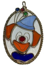 Orange Hair Clown W/Balloons Stained Glass Sun Catcher Colorful Heavyweight Slag