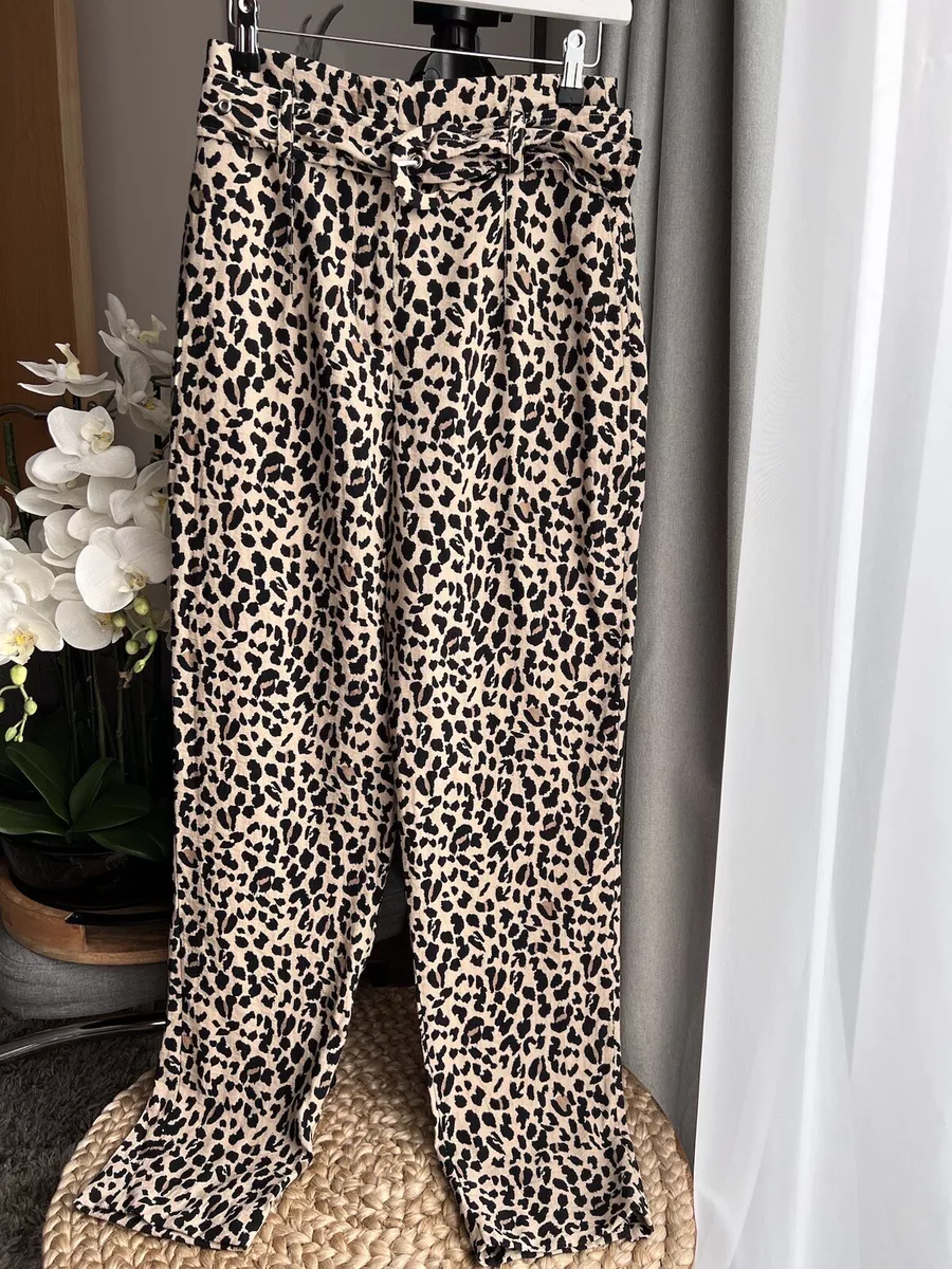ZARA high waisted leopard print belted trousers pants EUR S eBay