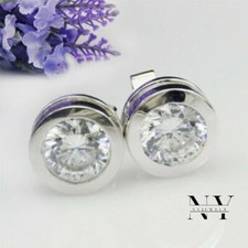 VVS1 Moissanite Stud Earrings Solid 14K White Gold 2 Carat Excellent Round Cut