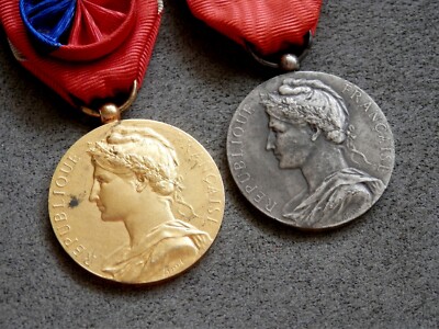France, 2x Original Medal of Honour for Labour 3rd and 4th Class