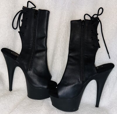 Pleasures Exotic Dance Heels 7in Black Leather Ankle Boots