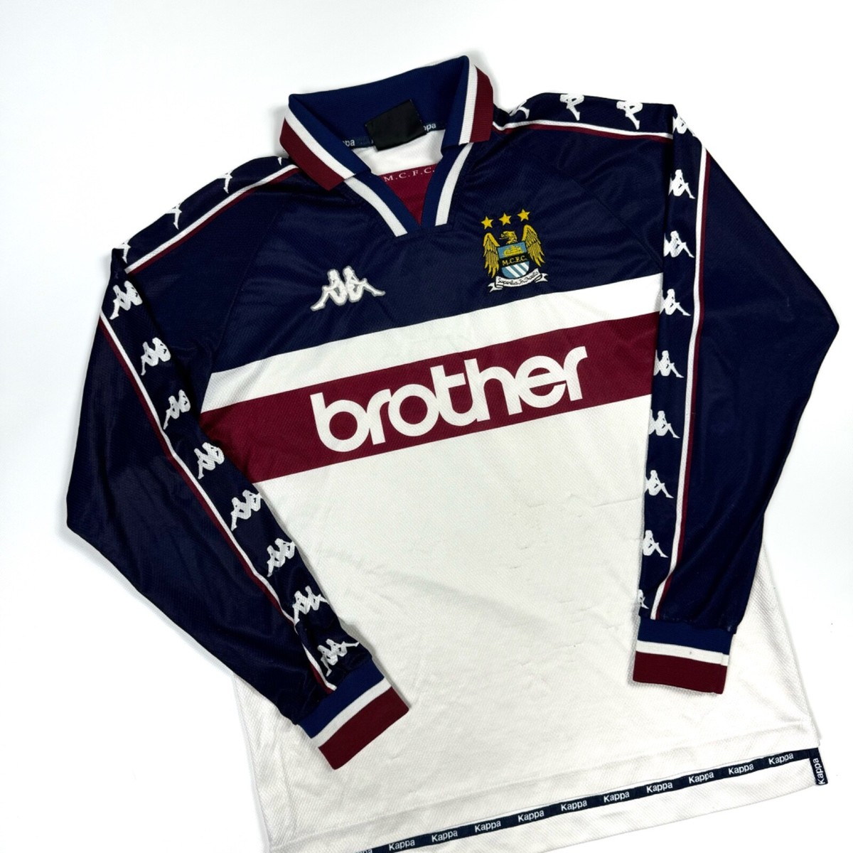 【マンチェスター•シティ】 Kappa メンズ サッカー ゲームシャツ 97年 マンチェスター・シティ 97-99 ホーム ユニフォーム 長袖 S