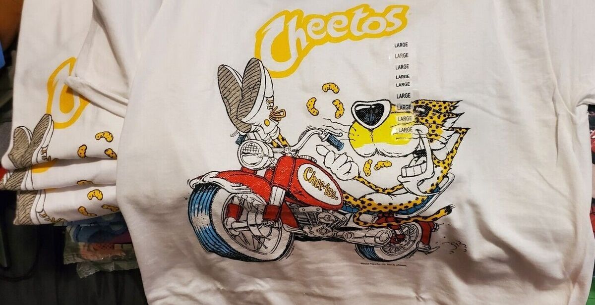 Cheetos Chester Cheetah on Motorcycle Classic style White T Cheetos Chester Cheetah on Motorcycle Classic style White T