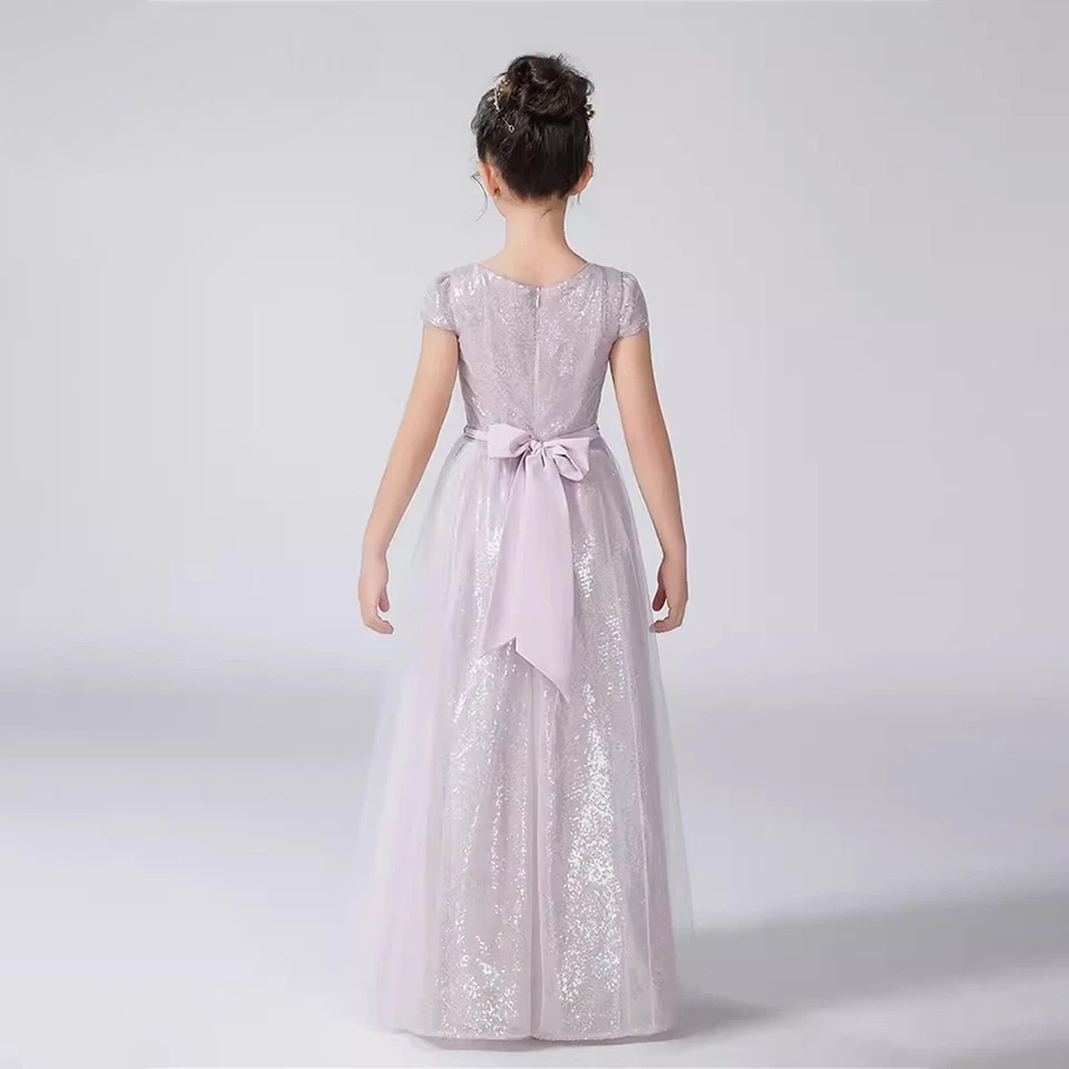 Pettigirl фиолетовый девочек официальный концерт платье жемчуг бант украшение выпускного вечера лето - Изображение 3 из 4
