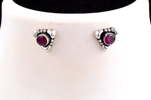 Handcrafted 925 Sterling Silver Natural Ruby Gemstone Women Dangle Drop Earrings - Picture 12 of 13
