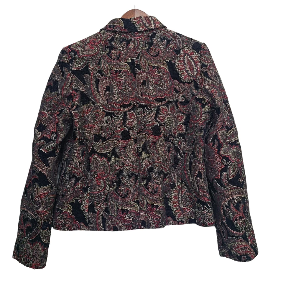 Christopher & Banks Mujer Talla L Cremallera Manga Larga Chaqueta Tapiz Paisley Foto 4 de 4