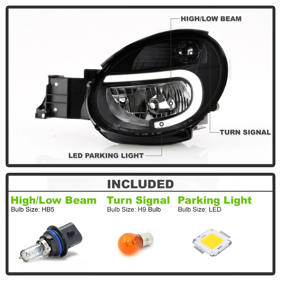 Faros de tubo LED negros para Subaru Impreza Outback WRX RS 2002-2003 Foto 3 de 4