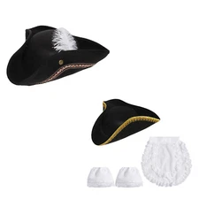 Unisex Cap Themed Party Bib And Oversleeves Sets Festival Pirate Hat Masquerade