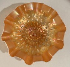 Antique Dugan Carnival Glass "Raindrops" W/ Keyhole Opalescent Peach Bowl 8 1/4&rdquo;