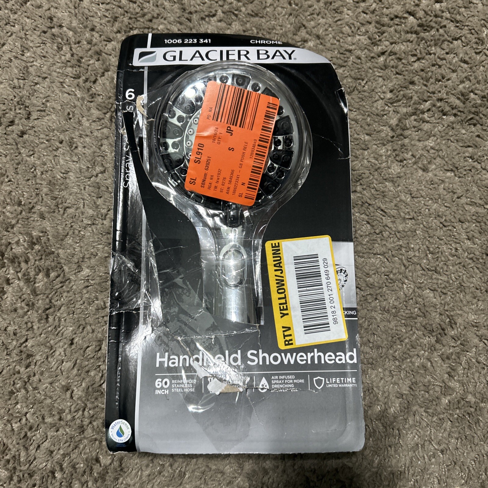 Glacier Bay Wall Mount Push Release 6-Spray Handheld Shower Head Chrome 1.8 GPM