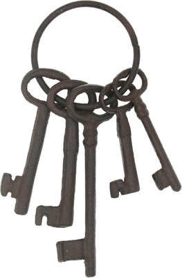 8'' Vintage Cast Iron Skeleton Key Ring Antique Style Pirate Treasure Chest Keys 