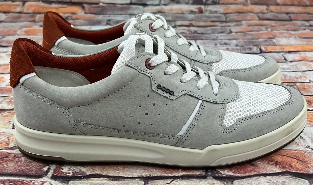ECCO Jack Wild Dove White Leather Tie Sneaker Shoes Gray Mens US
