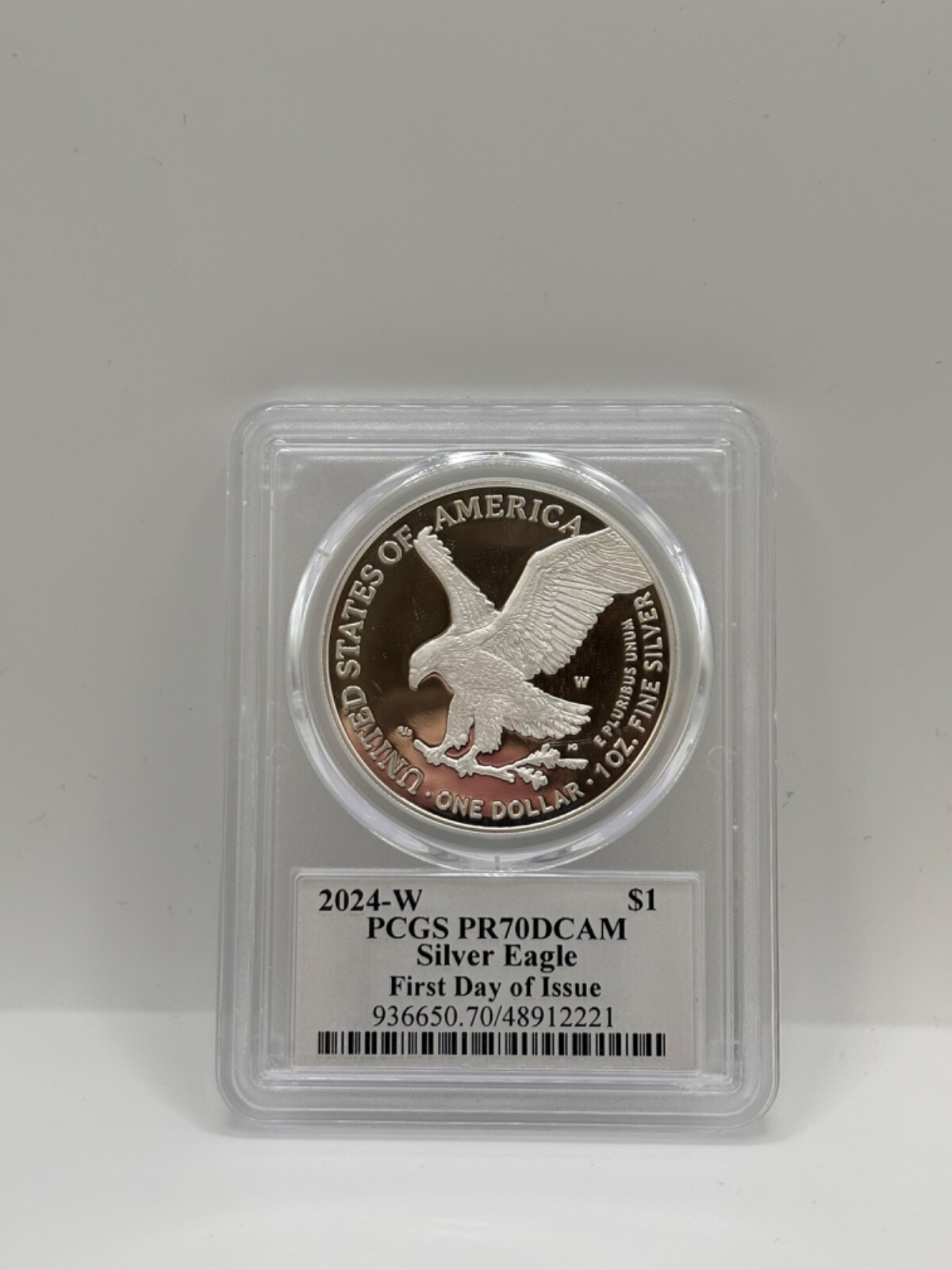 2024-W DAVID HALL SIGNED LABEL PCGS PR70DCAM SILVER EAGLE FIRST DAY OF ISSUE