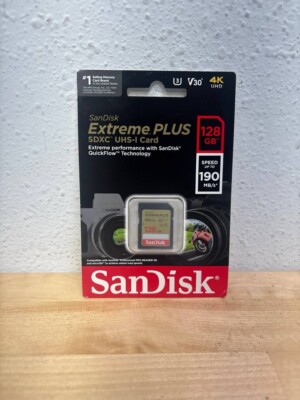 SanDisk Extreme PLUS 128GB SD Memory Card Speed Up To 190MB 4K - New/Sealed