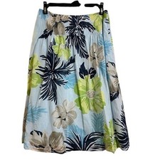 VNTG TALBOTS COLLECTION SILK BLEND TROPICAL PRINT A LINE PLEATED MIDI SKIRT 4