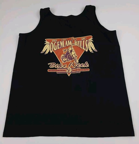 2009 Ogemaw Hills Bike Week Ladies Tank Top Vintage Biker Motorcycle Print Black