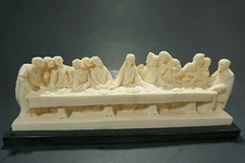 Vintage Classic Figure Sculptor A. Satini  Alabaster The Last Supper Italy