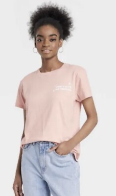 Black Paper Party Holiday Short Sleeve Graphic T-Shirt Light Pink Women's XL