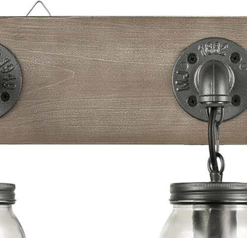 Rustic Farmhouse 3-Light Mason Jar Vanity Wall Sconce - Wood Grain & Glass Bathr - Picture 2 of 8