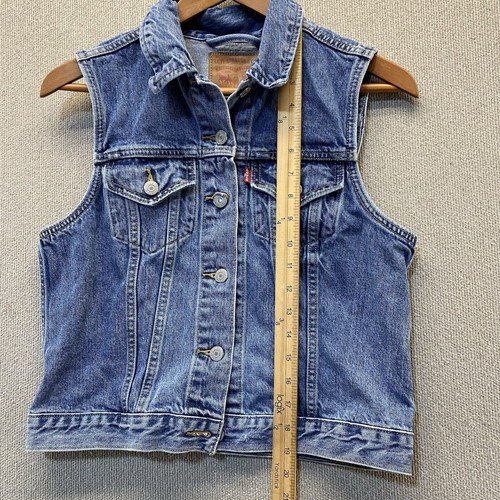 Levis Denim Jean Trucker Vest Youth Girls Medium Sleeveless Biker Motorcycle - Picture 6 of 7