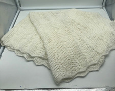 handmade knitted crocheted white crib baby blanket new born