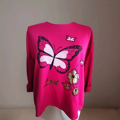 Schönes Langarmshirt | 44-48 | damen | Schmetterling | Frühling | Italy Moda 