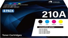 210A Toner Cartridge with Chip 4-Pack High Yield Replacement for HP 210A W2100A