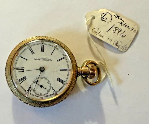 Antique Waltham Pocket Watch 1896 Gold-Tone Case Lever Set