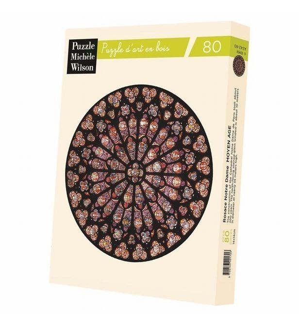 Puzzle en bois Michèle Wilson Moyen Âge Rosace de Notre-Dame 80 pièces fait main