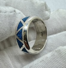 VTG Great Southwestern Sterling Silver Turquoise Band Ring Size 5, 5.5