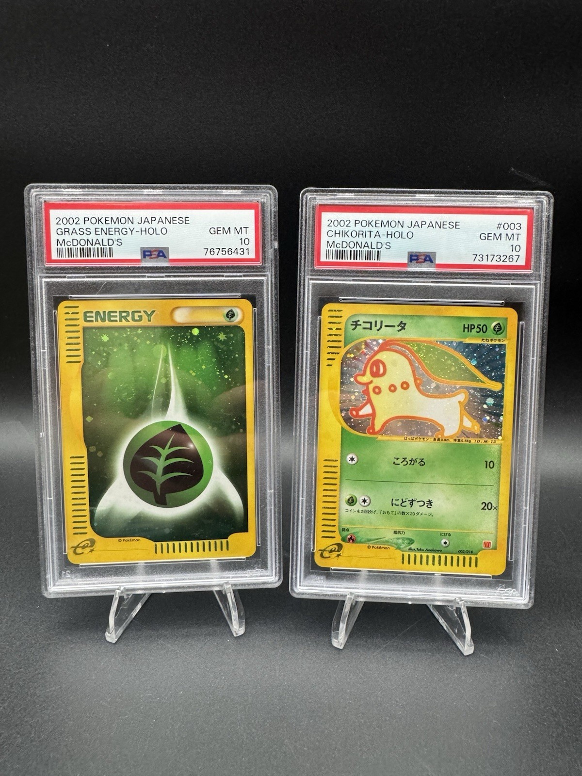 Chikorita PSA 10 003/018 McDonald’s Promo Holo Japanese Pokemon Card 2002 Energy