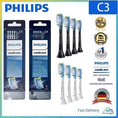 Philips Sonicare C3 Optimal Premium Plaque Bürstenköpfe HX9044 4/8x Schwarz Weiß