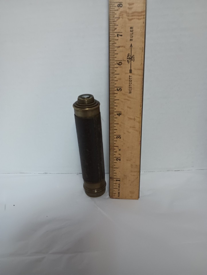Vintage Brass Spyglass Telescope with Leather Grip